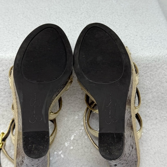 Jessica Simpson Brown and Cream Wedge/ platform wedges / Sandals size 7.5 - Picture 11 of 12